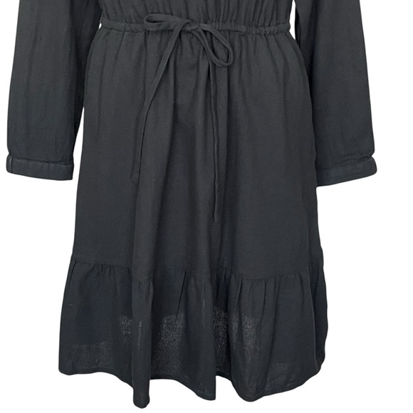 Pact Woven Crepe Organic Cotton Black Dress Women’s Size M Tie Drawcord Waist - Picture 4 of 9